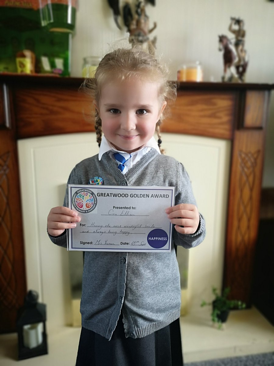 mandat201077's tweet photo. So my little superstar is at it again 1st week of school smashed and she got the headteachers award I'm super proud right now well done Cora #backtoschool #proundmummy #loveher #september2020 #receptionclass @N_StarAT @GreatwoodCPS @GreatwoodHead https://t.co/1AdAwI1F4s