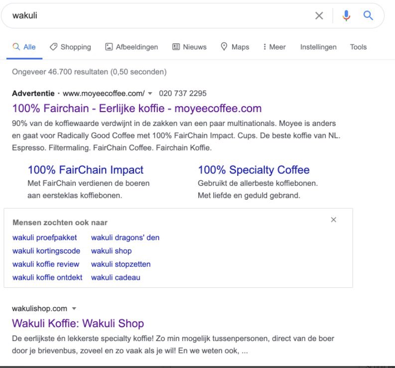 Hé Guido &amp; team <a href="/moyeecoffee/">Guido-Moyee Coffee</a> wordt het niet tijd dat jullie stoppen met <a href="/Google/">Google</a> ads inkopen van bedrijven die samen met jullie strijden voor betere koffie ☕️met impact? Met liefde wil het <a href="/Wakuli/">Wakuli</a> team helpen met een strategie voor online ads - de deur staat open als👇 ophoudt!