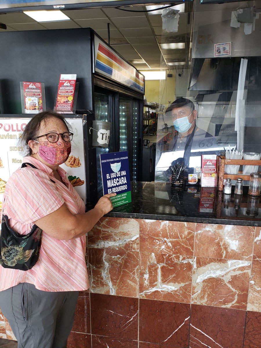 TakomaParkMD's tweet photo. @dyballa_2 and Eco Dev Mgr Samira Cook-Gaines recently distributed signage to Ward 2 businesses to remind patrons to wear masks &amp; observe social distancing all part of the Healthy Business Initiative. Read more: https://t.co/DmvYVBhQza https://t.co/Zm1jXeQIwe