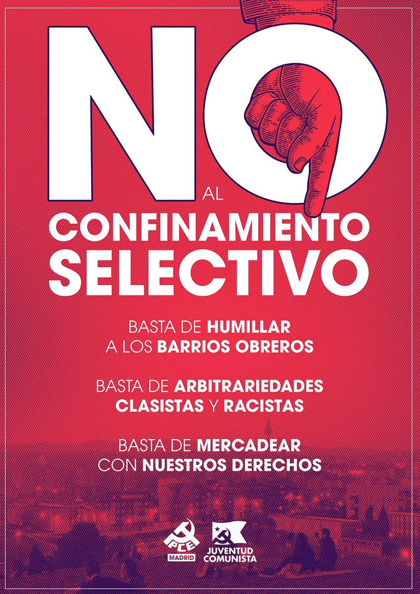 elpcm's tweet image. 📣 Su confinamiento es clasismo. ¡Basta de estigmatizar a los barrios obreros! ¡Basta de arbitrariedades racistas! ¡Basta de mercadear con nuestros derechos! 

#ConfinamientoDeClase
#DignidaddelSur 
#AyusoConfinateTuPrimero 
#AyusoDimision