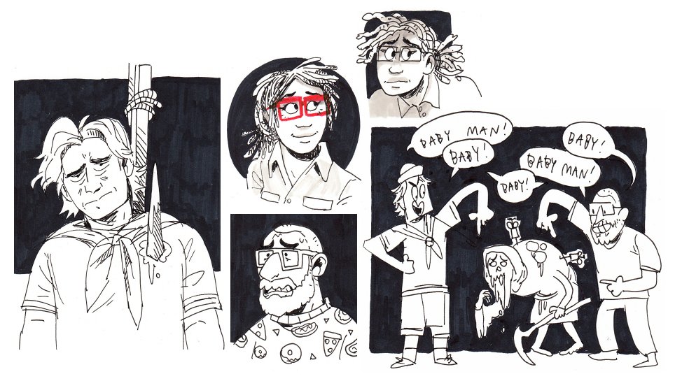 a little peep of doodles from my new very dbd centric sketchbook lmfao 