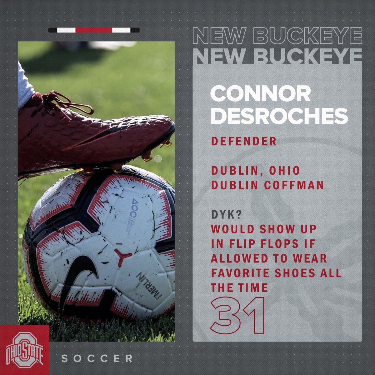 OhioStateMSOC's tweet photo. 👋 👋 Get to know the 🆕 Buckeyes! 

Introducing Connor DesRoches, who hails from nearby Dublin, Ohio. 

More on Connor -->> https://t.co/7kghtb4z6P…

#GoBuckeyes https://t.co/WMydWMKPMP
