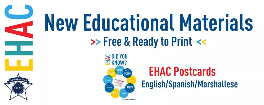 EHAC_Deputy's tweet photo. The new #EHAC Postcard Series for community outreach is available and ready to print. The materials are available in English, Spanish and Marshallese https://t.co/vux2GLiKxL
#ehacsaveslives #deputyheartattack #cardiovascularhealth #education https://t.co/r2riiINSTV