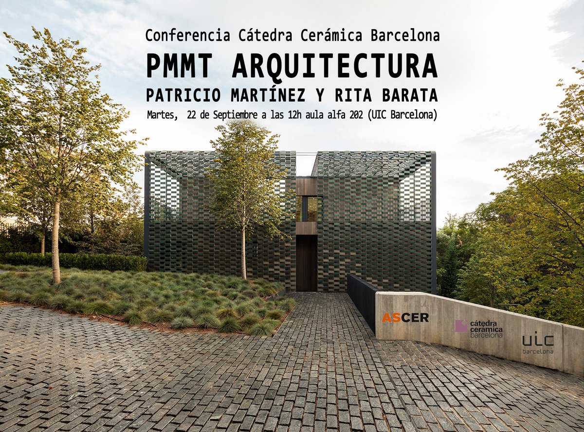 ArchitectureUIC's tweet photo. 📌Arrancamos una nueva edición de la #CátedraCerámicaBarcelona bajo el lema "Cerámica y Salud".
🗓️El próximo 22 de septiembre nos visitan Patricio Martínez y Rita Barata, de @PMMT_ARQ, despacho especializado en arquitectura sanitaria. https://t.co/SDbPx9XQUH