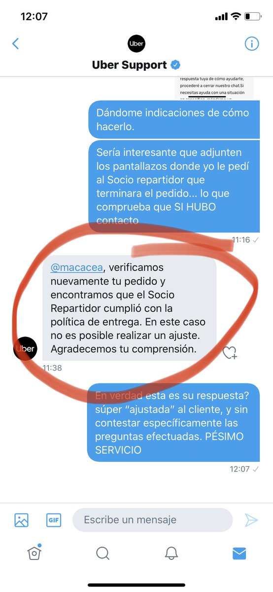 macacea's tweet photo. @Uber_Support @UberEats @UberEats_Chile Acá la respuesta “ajustada al cliente” de Uber. Están para dictar cátedra de atención al cliente! #uberNoResponde @UberEats @SERNAC @Uber_Chile https://t.co/EiGx1wc0ns