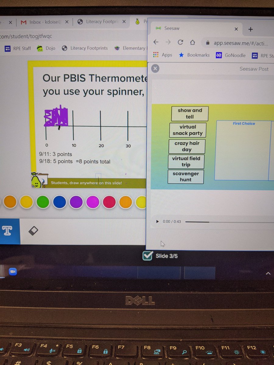 My Tigers have already earned 8 points on their PBIS thermometer from earning froggy points for 3 R behavior.  They are choosing their first reward through a Seesaw activity that we discussed during our community time for when we hit 10 points!
<a href="/HumbleISD_RPE/">River Pines Elementary</a>  @RPE_Counselors