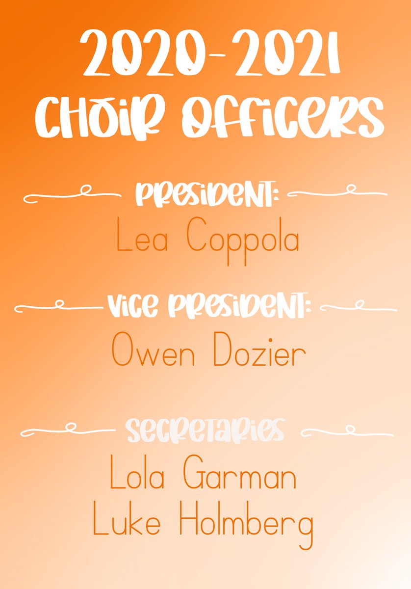 Congratulations to the 2020-2021 Choir Officers!