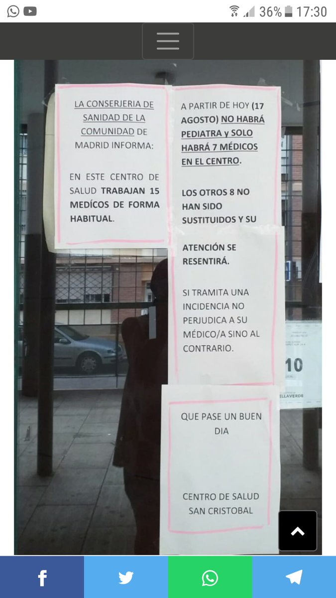 SilCano04's tweet image. Ayuso confina Villaverde por ser una de las zonas más afectadas por el covid pero no ve necesario abrir el centro de salud, ni darnos un pediatra, ni reemplazar a los 7 médicos que están de baja. Pero la culpa es nuestra por ser un barrio obrero

#AyusoConfinateTuPrimero
