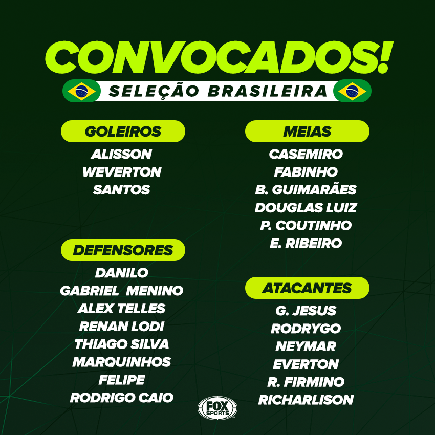 Convocação da Seleção Brasileira para o #JogodaAmizade 