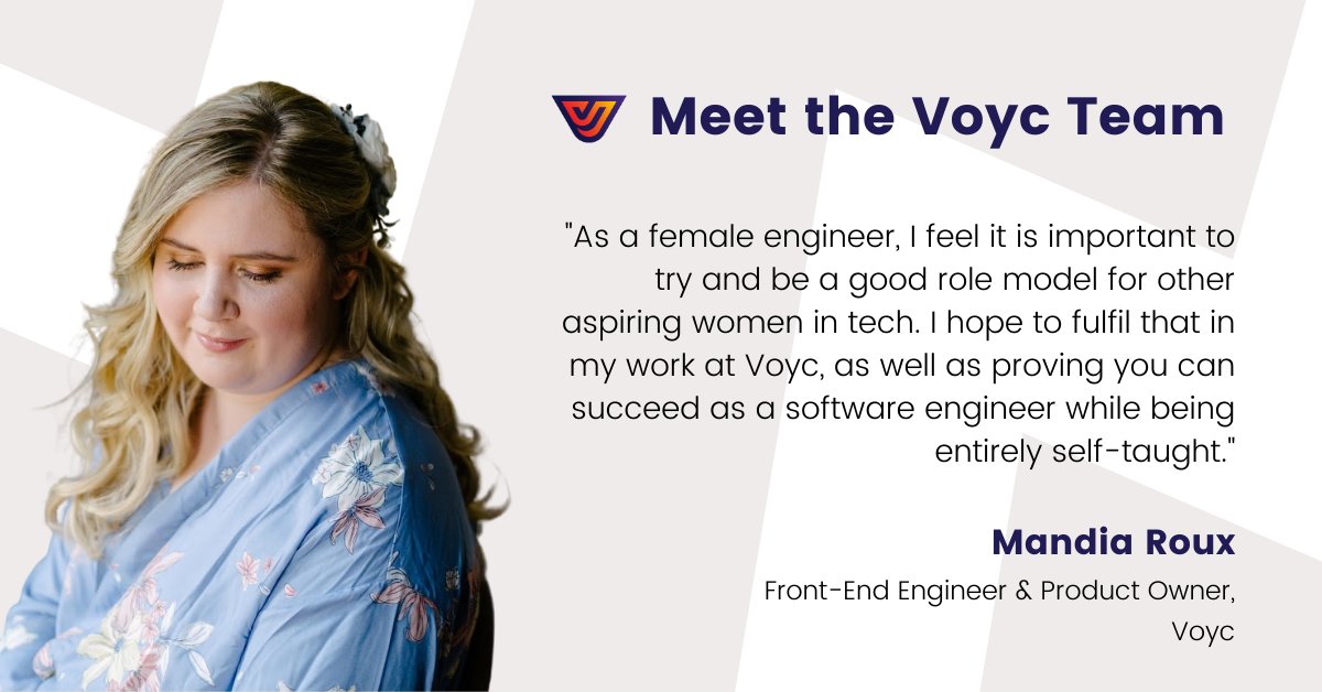 Voyc (@voyc_ai) on Twitter photo Meet Mandia, who has just completed her first week at Voyc.⠀
Q: Voyc embraces diversity. What aspect do you think you can bring to the team?
#MeetTeamVoyc #WomenInSTEM #Engineering #FollowFriday Meet Mandia, who has just completed her first week at Voyc.⠀
Q: Voyc embraces diversity. What aspect do you think you can bring to the team?
#MeetTeamVoyc #WomenInSTEM #Engineering #FollowFriday