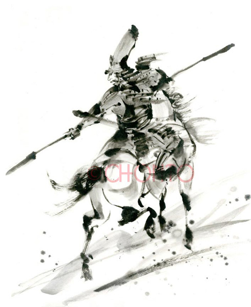 馬の絵 ユニコーン、競馬、騎馬武者、流鏑馬 #水墨画 #墨絵 #イラスト