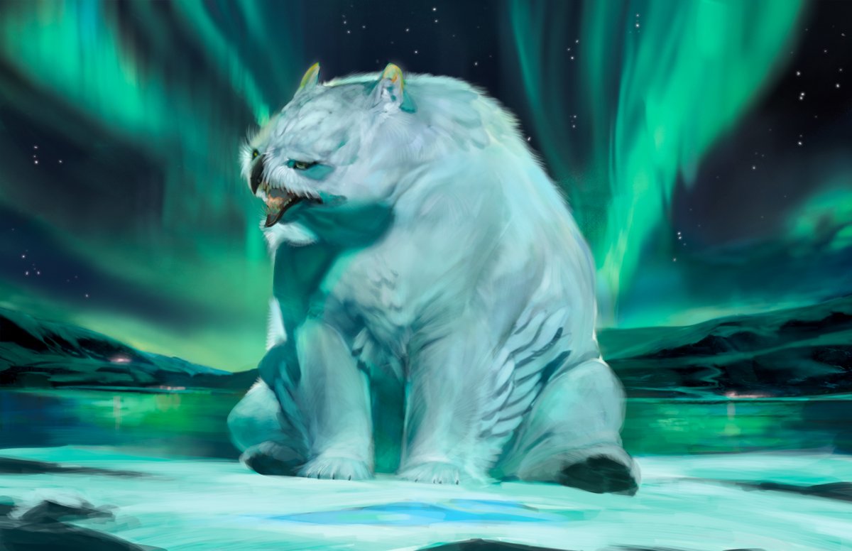 April_Prime's tweet image. Absolute zero? Try absolute UNIT. The snowy owlbear was the first ever thing I worked on for WotC, so they're quite dear to me. The females have the same banding as female snowy owls! The babies are fat and very cute.
#DnD #RimeoftheFrostmaiden 
AD: Shawn Wood and Kate Irwin