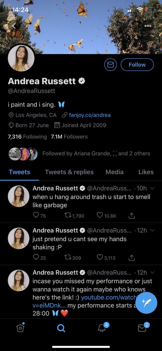 10. Youtuber, Andrea Russett recently liked this tweet about Max. They dated in the past but were VERY low-key.
