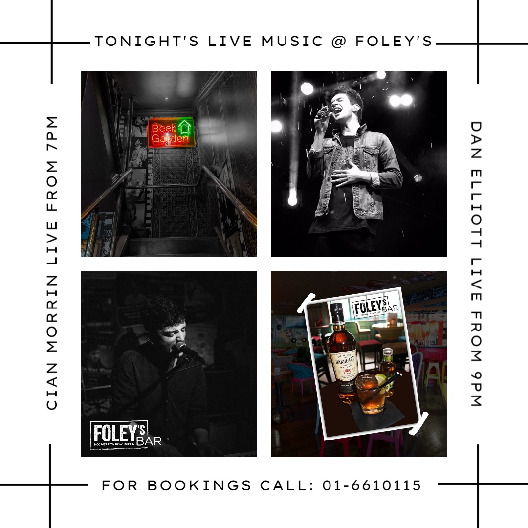 🎸 Enjoy live music while you dine 🎸

🎤Cian Morrin live @ 7pm -9pm
🎤Dan Elliott live @ 9pm - Close

#foleysdublin #foleysbar #dublin #dublin2 #gastrobar #restaurant #dining #dineindublin #dinner #foodie #food #ireland #bookatable #contactus #bookings