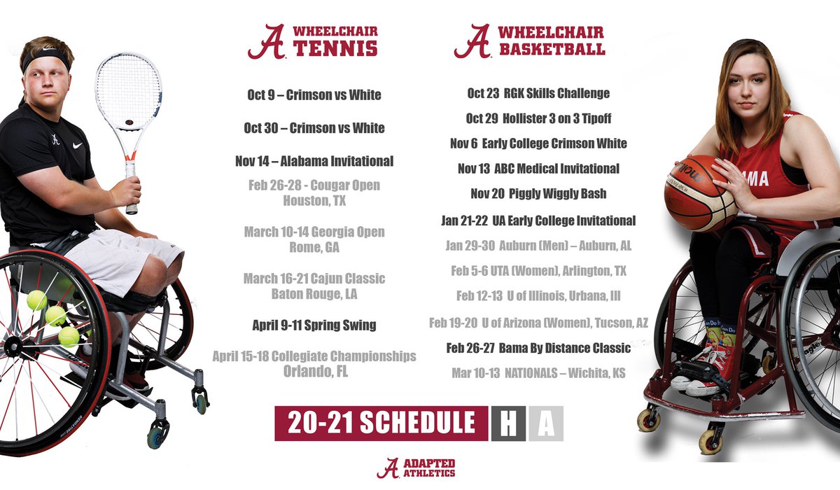 alabamaadapted's tweet image. TIDE FANS‼️‼️‼️ 🗣🗣🗣 We are super excited to release the 20-21 schedule! We can not wait to compete this season.💯 #RollTide #TideTogether