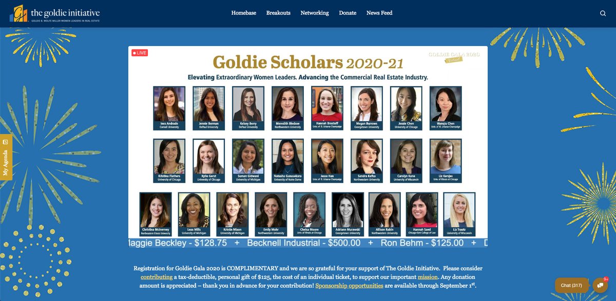 We had a great time attending the virtual Goldie Gala event Thursday evening. Cheers and congratulations to the Goldie Initiative; this year's Shero Lynn Reich, SIOR; and the 2020-2021 Goldie Scholars!