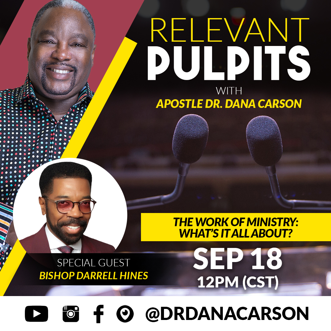 THEROCKWOI's tweet photo. Happy #RelevantPulpits Friday! Today, Apostle Dr. Dana Carson and Bishop Darrell Hines are going to speak about "The Work of Ministry". Bishop Hines has a powerful prophetic gift and will share a GREAT perspective. Tune into #RelevantPulpits with us at noon, see you soon! https://t.co/3lqHcTAzwz