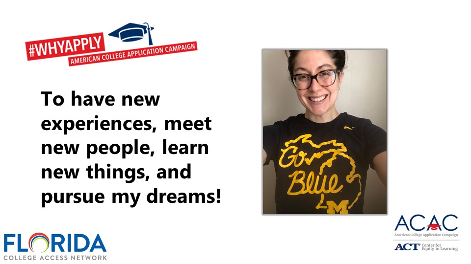 FLCollegeAccess's tweet photo. We are continuing to celebrate #WhyApplyDay here at FCAN! Here's why Kathy, Kimberly, Kristen, and LaVerne applied to college.  #ApplyYourselfFL @American_CAC https://t.co/hHI4YX9QXm