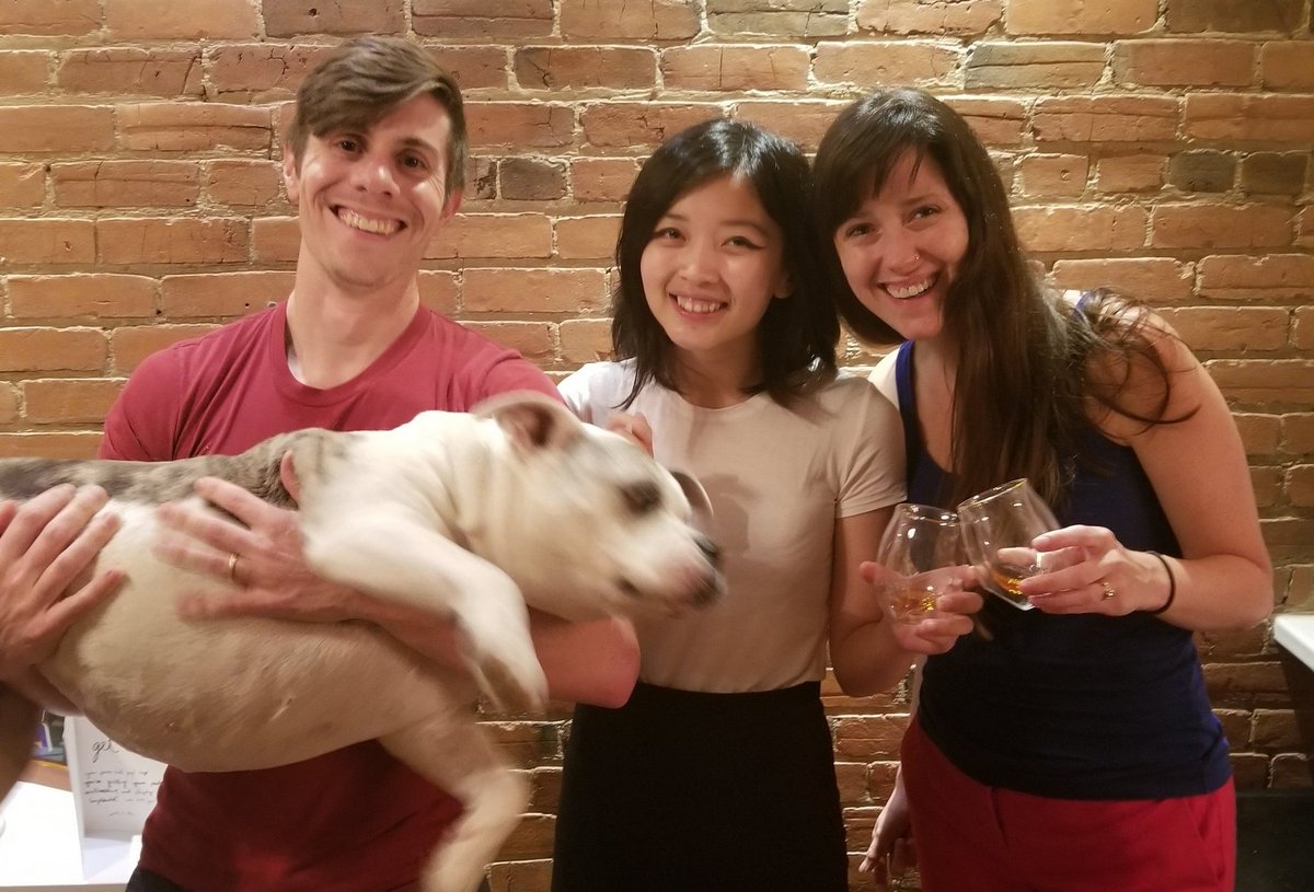We’re Sally Xie  @xallysie and Eric Hehman  @HehmanLab (here w lab mascot Lolzy and one of lead authors @kayflake). We collected Canadian data for this paper! The ideas parallel our work in the lab—how people form impressions of one another across groups (race/gender) and contexts.