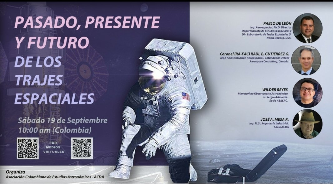 Col_ad_Astra's tweet image. Razón xra comentario es muy interesante charla trajes espaciales organizada x @acdacol xra mañana 10:00. 
Invitado especial @pablodeleon toda una autoridad en tema. No se la pierdan @CesarAOcampoR @ScienceNico @cosmojules @helectron @IAstrobiologia @PlanetarioMed @MauricioJaramil