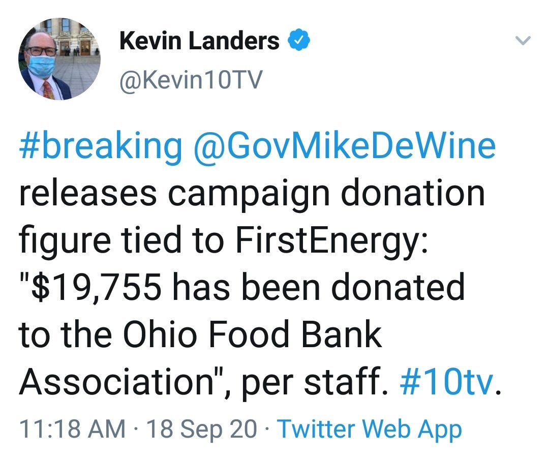  @Kevin10TV Dig deeper.... #Ohio  #RINO  #GovMikeDewine  #PayToPlay .... He gives his smirk, during the weekly press conferences, knowing he is  #evilAmongUs.  #Corruption  #FirstEnegy  #Wexner  #Pfizer  #Money  #Vaccine  #Lockdown  https://twitter.com/Kevin10TV/status/1306975798159708160?s=19