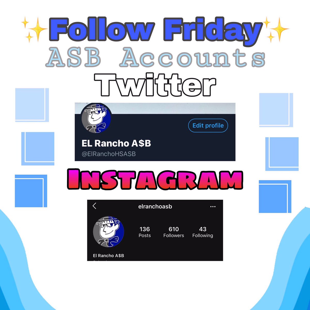 ElRanchoHSASB's tweet photo. Happy Friday dons!!! Here are a few club social media’s just incase you want info on them!!! 💙💙💙 @ERHSleos  @erhssjc @SportsErhs https://t.co/WmSDKg0yzk