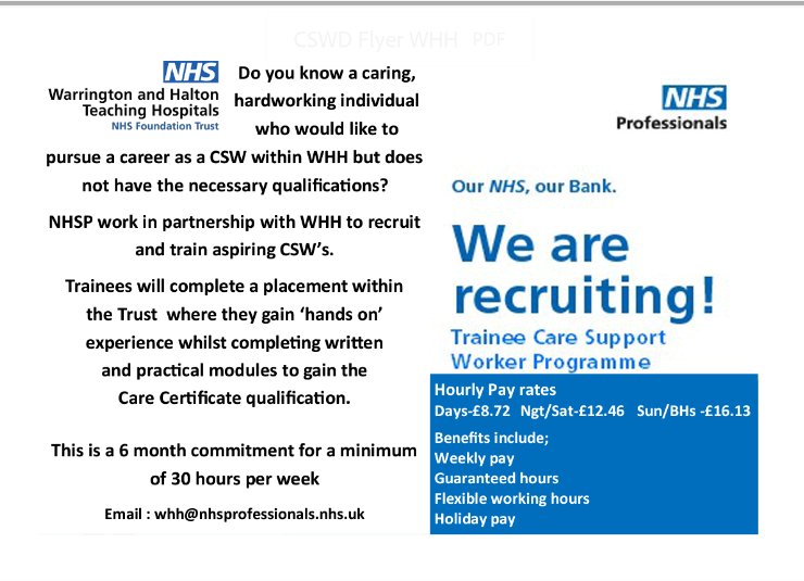 Deb Howard (@dfhlincoln) on Twitter photo This sounds like great opportunity to train as a care support worker <a href="/NHSPbank/">NHS Professionals</a> <a href="/WHHcareers/">WHH Careers</a> This sounds like great opportunity to train as a care support worker <a href="/NHSPbank/">NHS Professionals</a> <a href="/WHHcareers/">WHH Careers</a>