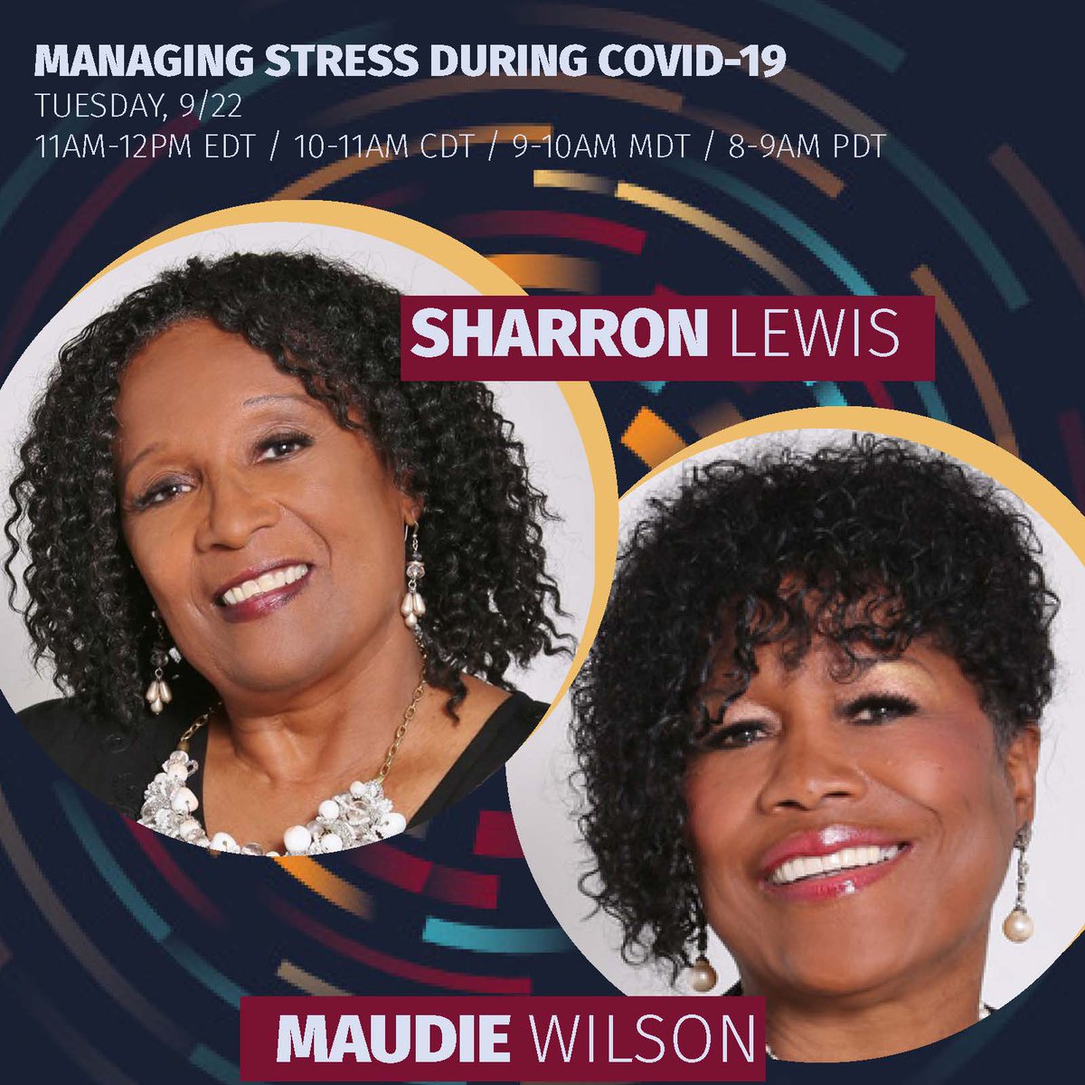 ACDtweets's tweet photo. Managing Stress During COVID-19 with Sharron Lewis and Maudie Wilson. An #ACD43 #ACDRecenter session we all need in our lives! https://t.co/nmMh3NxdWJ