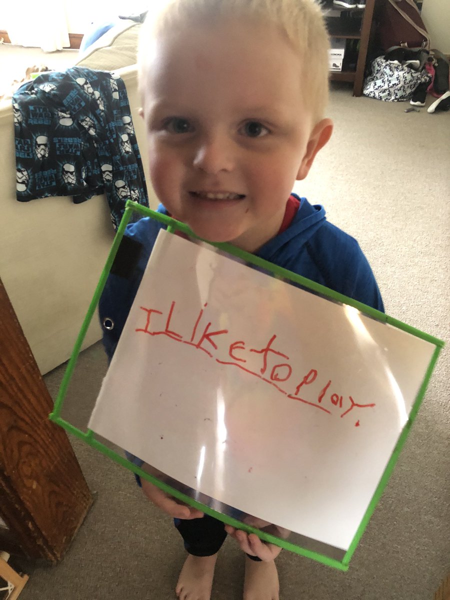 piggysfly's tweet photo. “Momma I wrote this!” Huge accomplishment for a little boy who wouldn’t hold a writing implement until last week!  #Kindergarten #DESDragons #littlelearner https://t.co/bW2sx9L06s