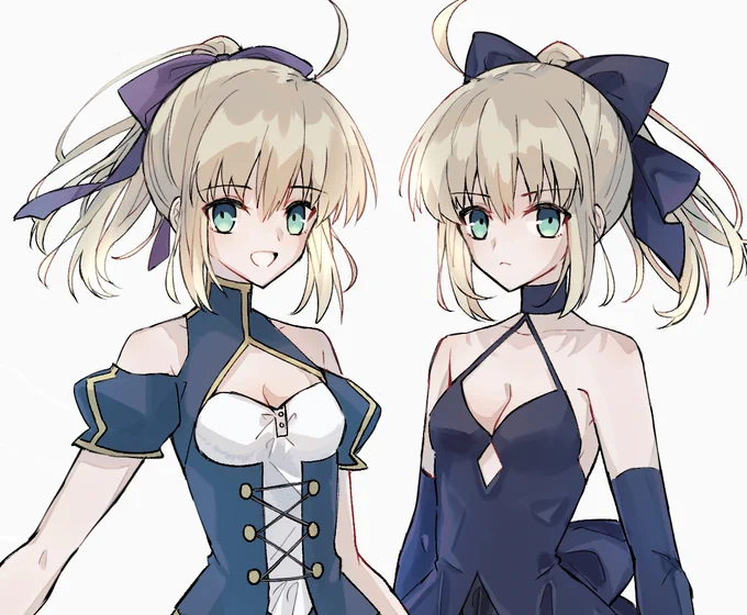 アルトリアの青ドレスと黒ドレスを着たセイバーリリィちゃん 