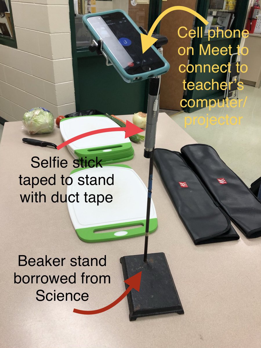 JHermann_tech's tweet image. #GoogleMeet &amp;amp; DIY FTW! Teacher starts Meet. Cell phone joins Meet to display a demonstration w/out breaking social distancing! #WeAreCL #NecessityIsTheMotherOfInvention