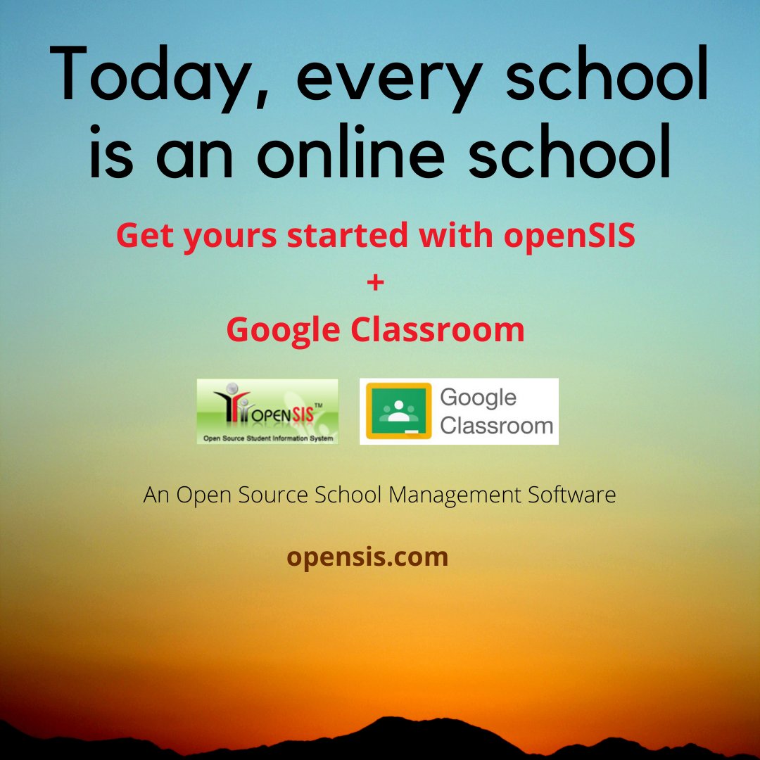 openSIS's tweet photo. Happy to Announce Google Classroom Integration
#openSIS, #opensource, #GoogleClassroom, #edtech
Get it at https://t.co/1jAiw4X1sr https://t.co/rK4EuLbwlz