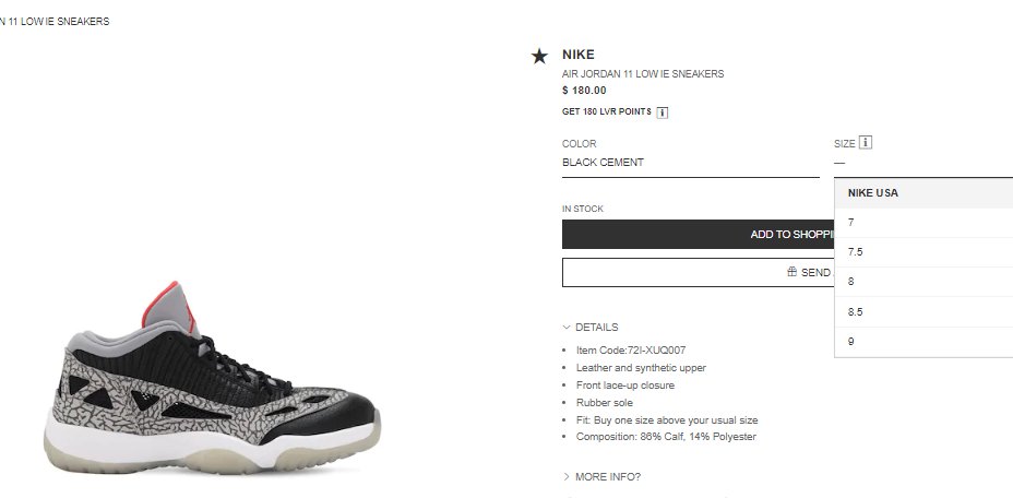 Jordan 11 Low IE Black Cement few sizes left for 20% off with code LVR20  https://bit.ly/32HNXis 