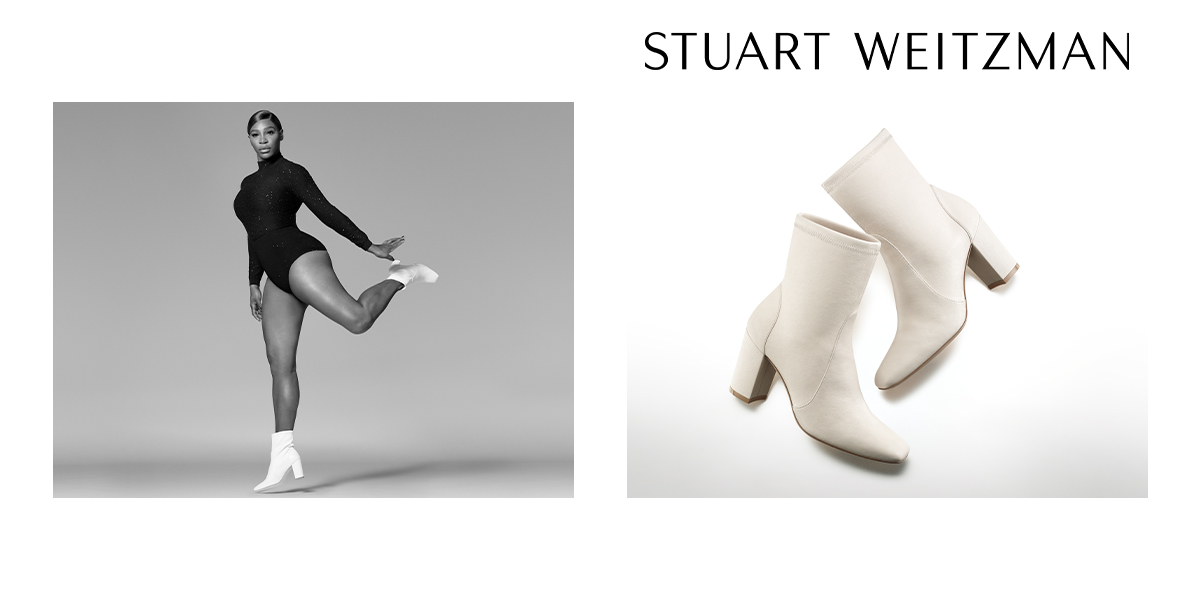 StuartWeitzman's tweet photo. SW global spokeswoman @SerenaWilliams wears the boldest boots of fall, including our new #CARESSA80 square-toe booties engineered for effortless style and easy comfort. #SerenaWilliams #SWWomen #SWFall2020 #StuartWeitzman https://t.co/oVitHFt0ux