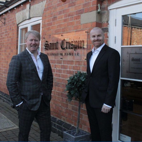 St_Crispin's tweet photo. Another happy customer! Thanks Sean Dyche - Manager of Premier League, Burnley FC. Your white Saint Crispin shirts always look on point for every match! There's still time to book a safe appointment &amp; get 2 made-to measure shirts with £50 off! Ends 30th Sept. Call: 01604 589907 https://t.co/BEDJiCI5GN