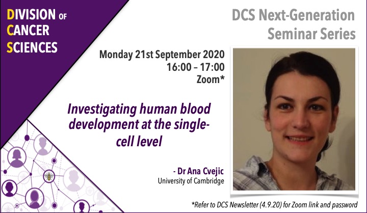 UoM_DCS's tweet image. EVENT REMINDER: DCS Next-Generation Seminar Series
📅Monday 21st September
⏲️16:00 17:00
We welcome Dr Ana Cvejic from @Cambridge_Uni to learn about her work investigating human blood development at the single-cell level! #Haematopoiesis #SingleCellTranscriptomics