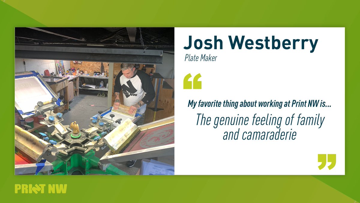 Josh joined the Print NW team one year ago &amp; brought with him an incredible passion for music, family, &amp; good times.  It is easy to see why his magnetic personality makes him the life of the party. He like vinyl - is Classic. Sit back and enjoy this extraordinary human. #PrintNW