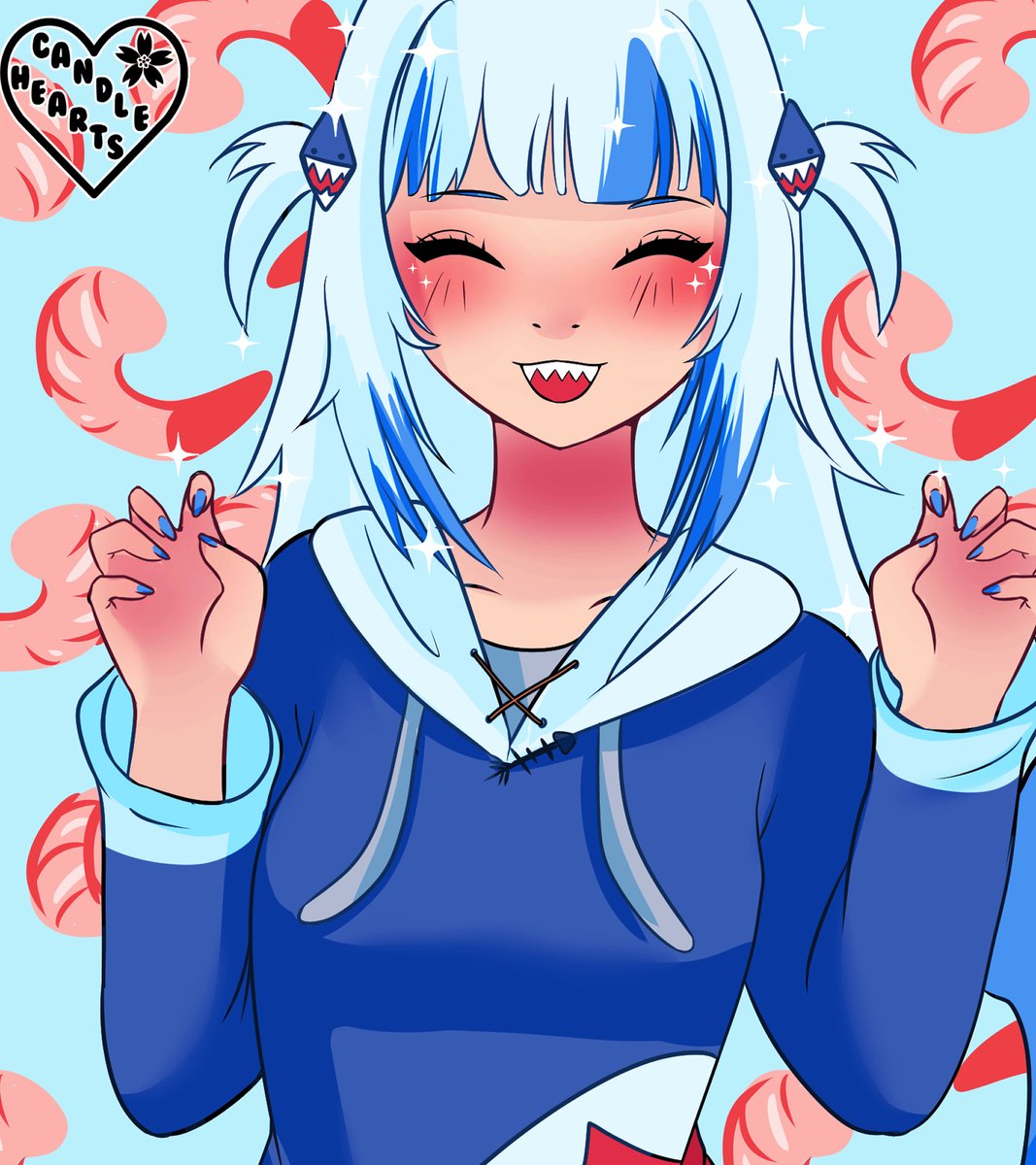 Candleh3arts's tweet image. Gura and her shrimps🍤🦐🍤🦐 congratulations on your first Superchat stream!! #GAWRGURA #HololiveEN #hololivemyth #gawrt