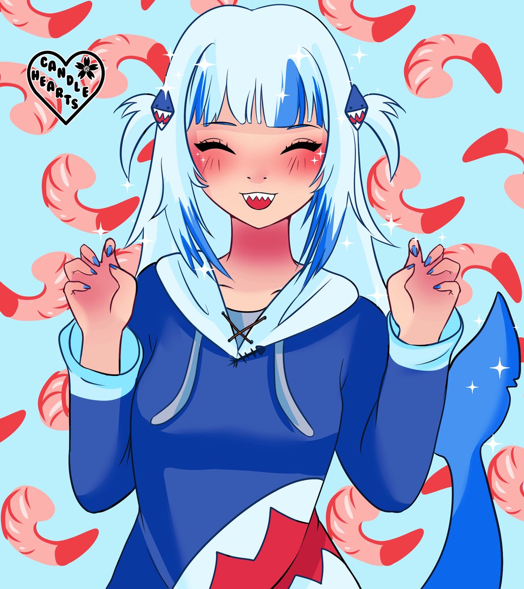 Candleh3arts's tweet image. Gura and her shrimps🍤🦐🍤🦐 congratulations on your first Superchat stream!! #GAWRGURA #HololiveEN #hololivemyth #gawrt