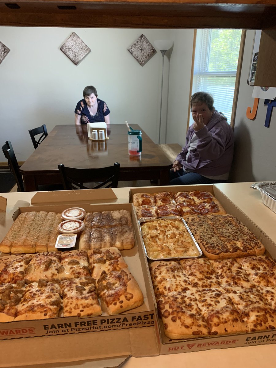 Thank you <a href="/CCRIAshley/">Ashley Laura Alstead</a> for the <a href="/pizzahut/">Pizza Hut</a>!!!  As you can see, Sherri and Jackie are so excited to eat! 🥰 #HugYourBossDay #CCRIDaymaker #TeamCCRI