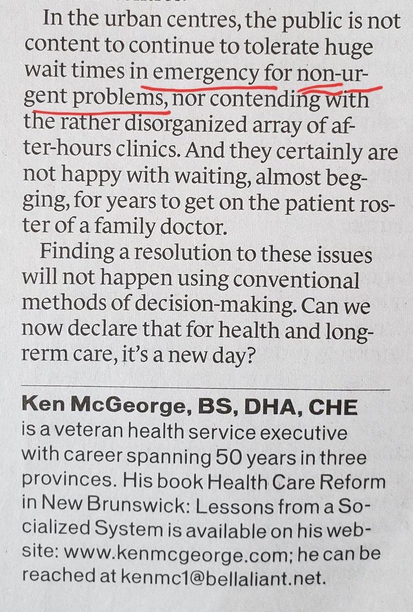 Paul Atkinson (@paulatkinsonem) on Twitter photo <a href="/KenMcGeorge/">Ken McGeorge</a> most of your commentaries are spot on. But this disconnect/oxymoron seems to persist. Please explain why people with non-urgent problems would receive urgent care in a Department tasked with treating medical emergencies? <a href="/HorizonHealthNB/">Horizon Health</a> <a href="/CAEP_Docs/">CAEP</a> <a href="/TJProvincial/">Telegraph-Journal</a> <a href="/KenMcGeorge/">Ken McGeorge</a> most of your commentaries are spot on. But this disconnect/oxymoron seems to persist. Please explain why people with non-urgent problems would receive urgent care in a Department tasked with treating medical emergencies? <a href="/HorizonHealthNB/">Horizon Health</a> <a href="/CAEP_Docs/">CAEP</a> <a href="/TJProvincial/">Telegraph-Journal</a>
