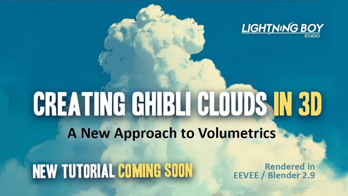 LightningBoySt1's tweet photo. Join us next Tuesday as we launch the second tutorial in our Ghibli style series for Blender!
This time focusing on clouds. Prepare for a deep dive as we experiment with volumetrics!

In the meantime, you can check our previous Ghibli tutorial here
https://t.co/IncOA7fUIg https://t.co/1N59tElpKk