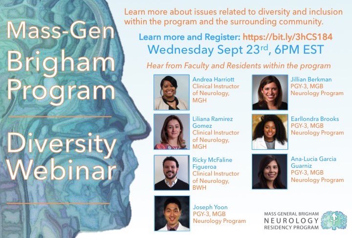 Don’t forget to register for next week’s #MGBneurology Diversity Webinar. You won’t want to miss out on hearing from our very own residents and faculty! Registration link: bit.ly/3hCS184