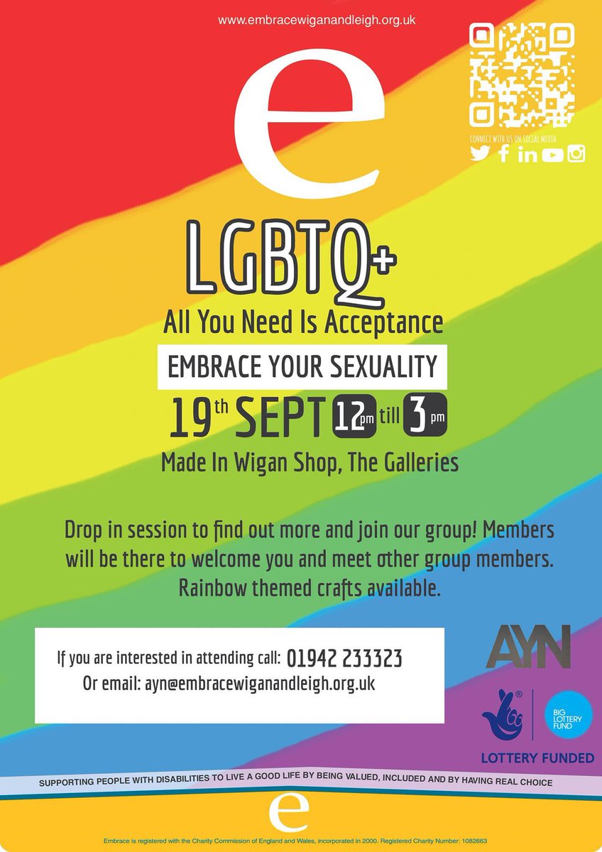 Tomorrow we will be at the Made in Wigan Shop in the town centre. We'll be hosting our LGBTQ+ drop in session and craft fair for the Busy Bee's. Come down and see us from 12pm - 3pm.
