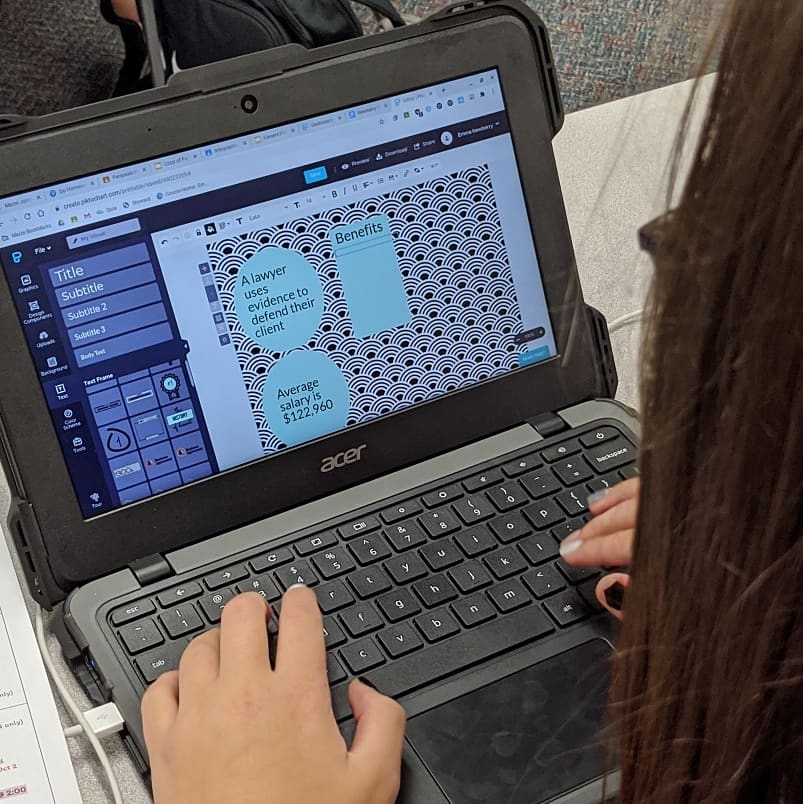 JillWebs's tweet photo. YES! 👏 Researching careers in the LPSS field and I love seeing the creativity these Freshman have even with their first experience creating infographics. @piktochart
#CTE #LPSS #maizehigh @MaizeEagles @maize266 #ksedchat https://t.co/MRgfOq2ocj