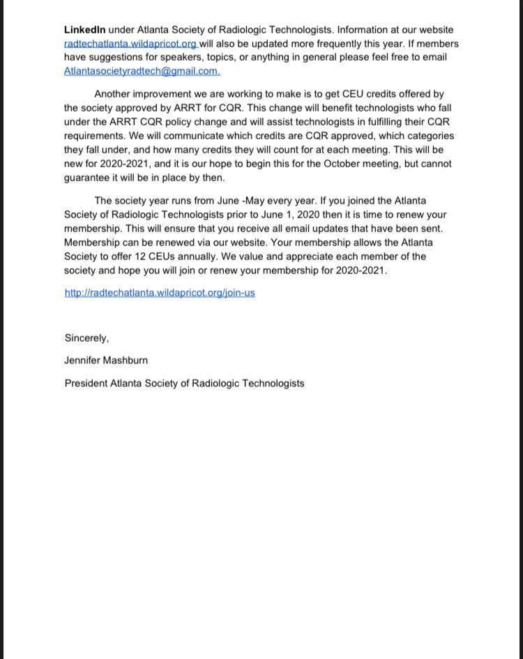 radtechatlanta's tweet photo. Welcome to the 2020-2021 Society year. https://t.co/5kzyaflXti