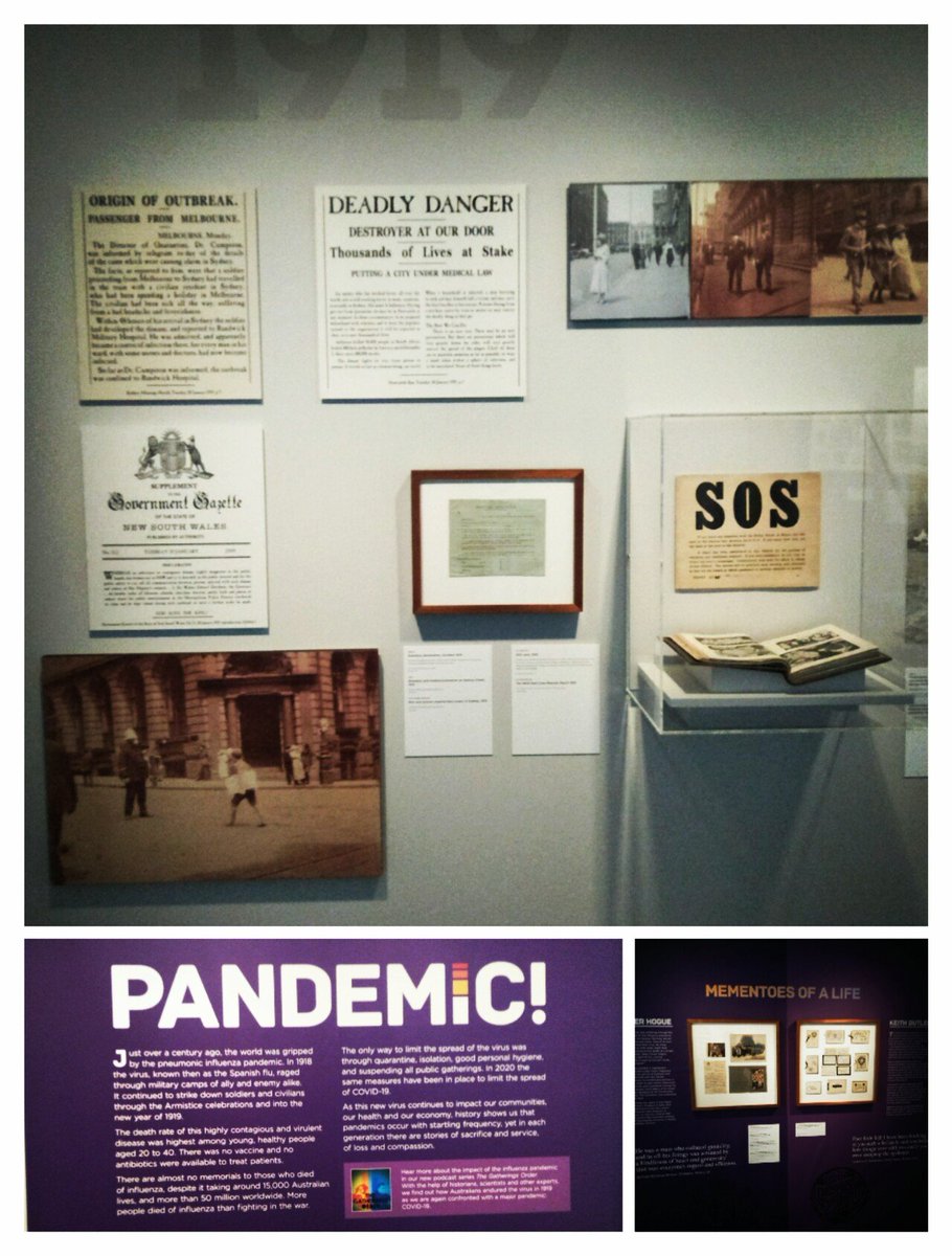 history2wheeler's tweet photo. Congratulations to @statelibrarynsw - especially Senior Curator Elise Edmonds - for this timely and very human exhibition about 1919 and 2020. Do head in and see it, and catch 'The Gatherings Order' podcast.
@anzshm @pha_nsw @RAHS_News 
#AnIntimatePandemic https://t.co/IpRb7mIgNJ