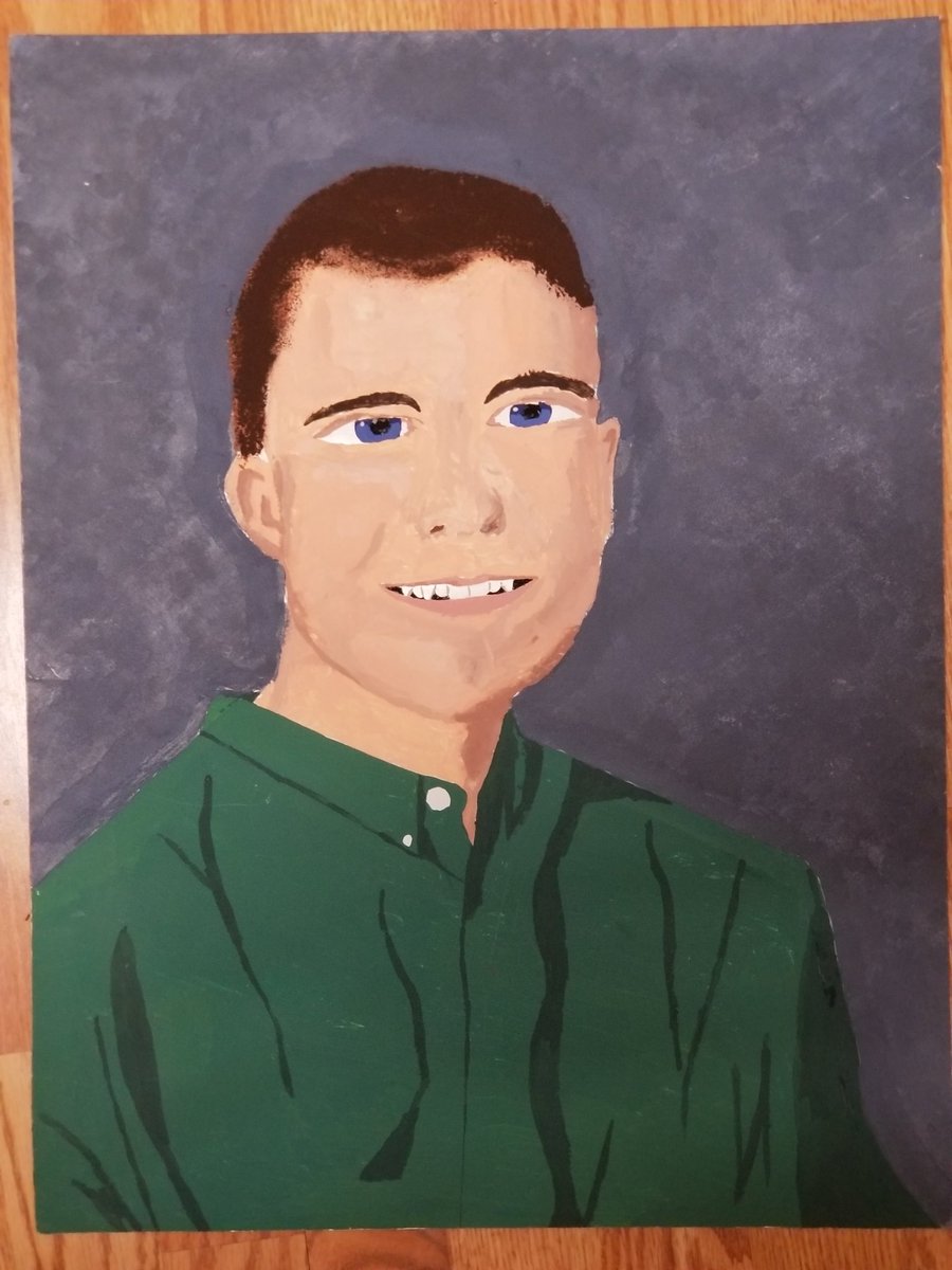 classwithfranz's tweet image. I told my students I admired my family, especially my older brother @franzmath. I even painted his portrait for my art class when I was in Jr. High #pricelessartskills