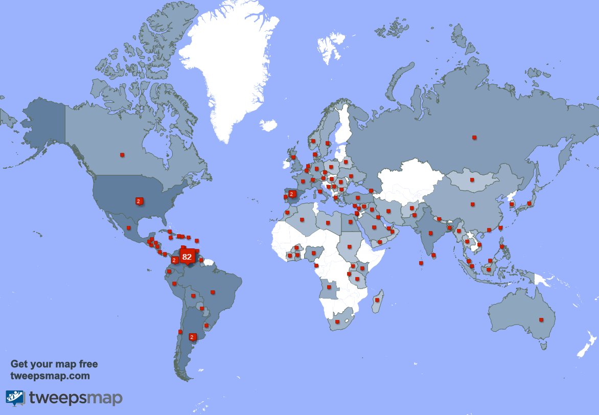 Muchas gracias a mis 122 nuevos seguidores desde Venezuela, y más durante la última semana. tweepsmap.com/!prof_solano