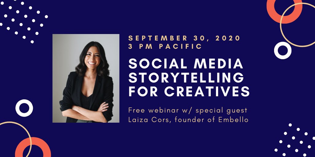 CreatorsCounsel's tweet photo. Do you want to really know how to use social media to tell your story and grow your business? If so, you will join us on September 30 w/ our special guest Laiza Cors of digital marketing agency, Embello. 

No cost + interactive!

https://t.co/fcyKZgYrHP https://t.co/oBSpgdqNtj
